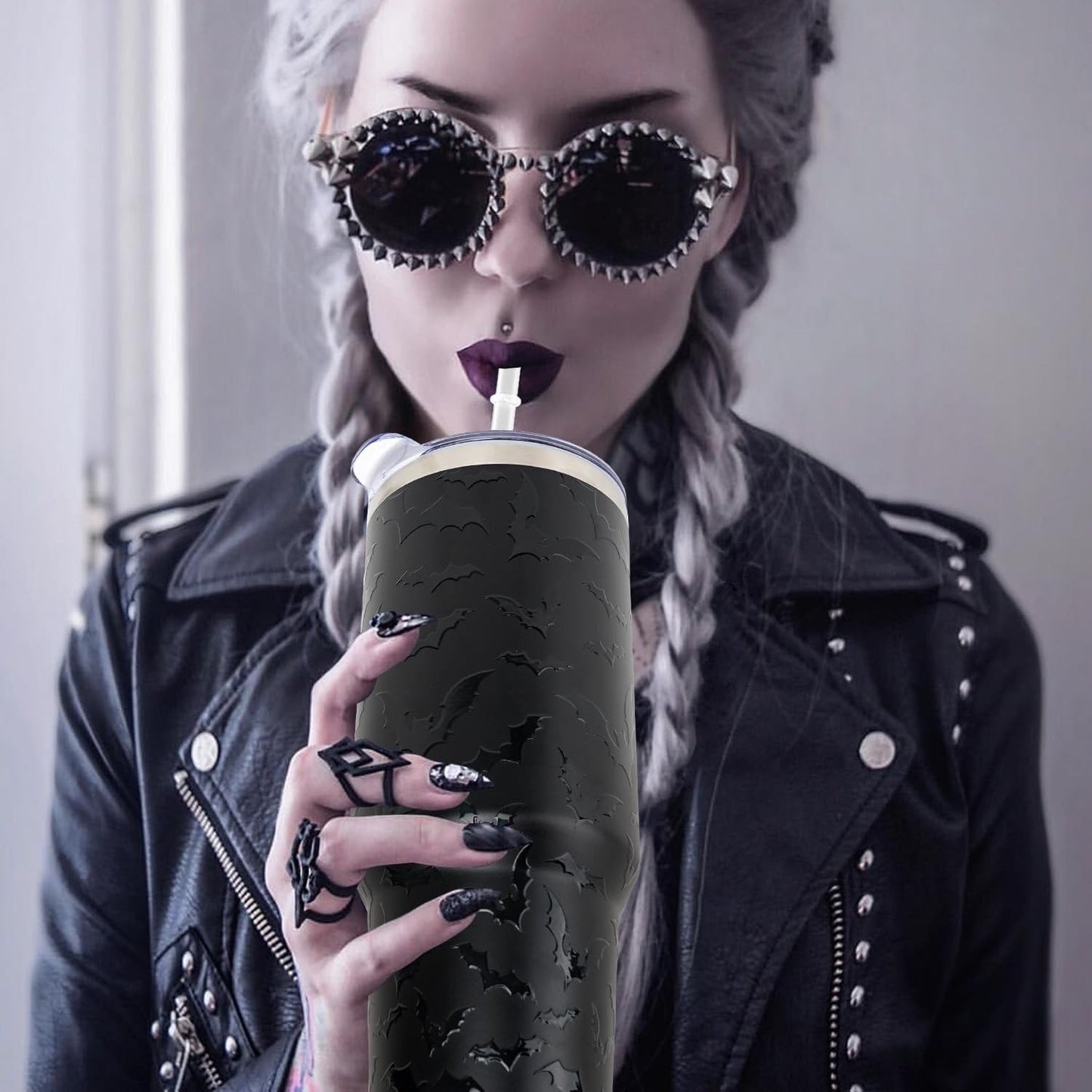 🎃 40oz Bat Halloween Tumbler with Lid & Straw 👻