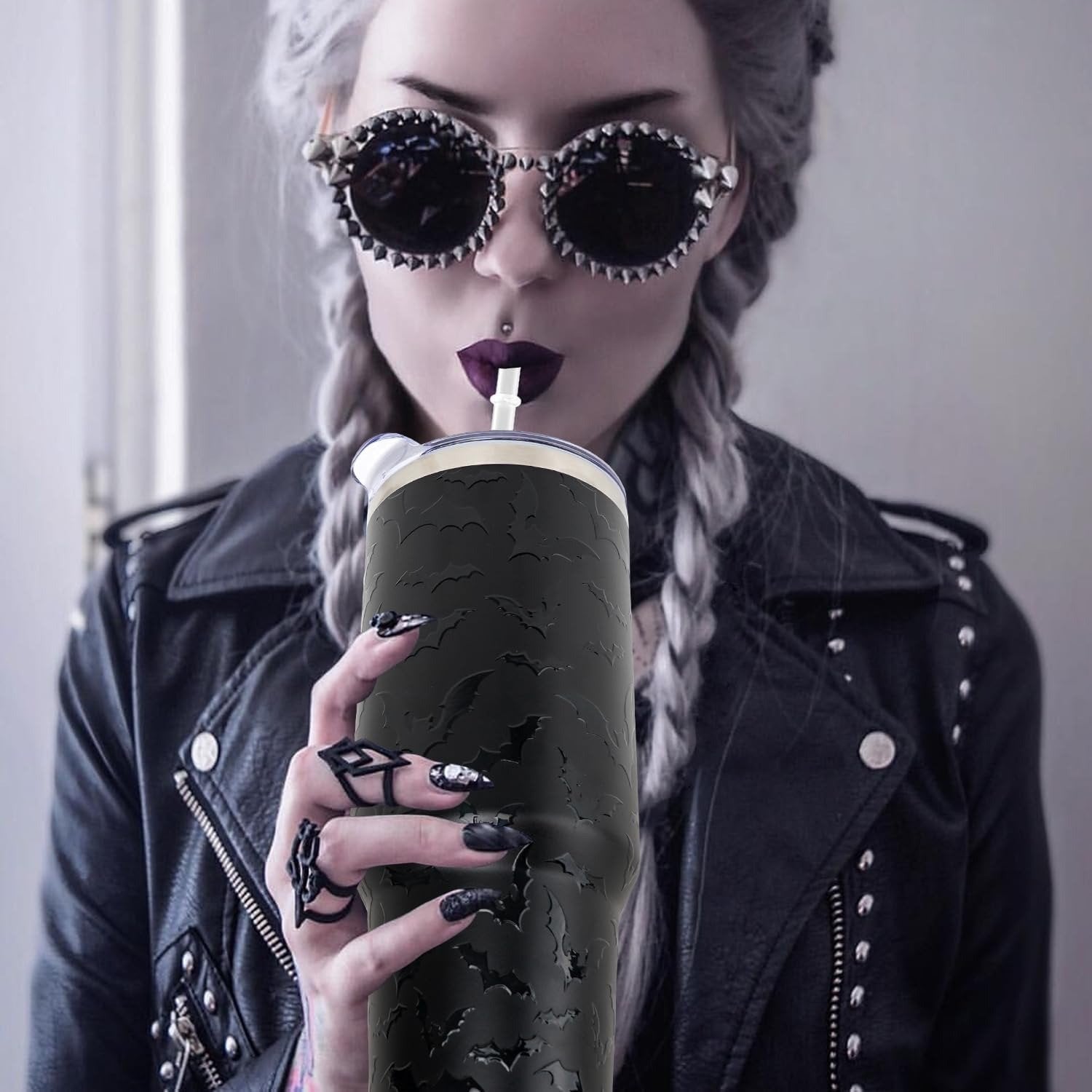 🎃 40oz Bat Halloween Tumbler with Lid & Straw 👻