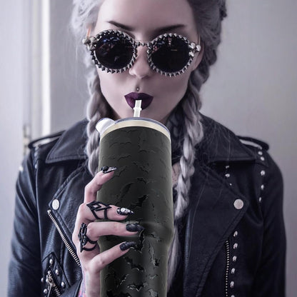 🎃 40oz Bat Halloween Tumbler with Lid & Straw 👻