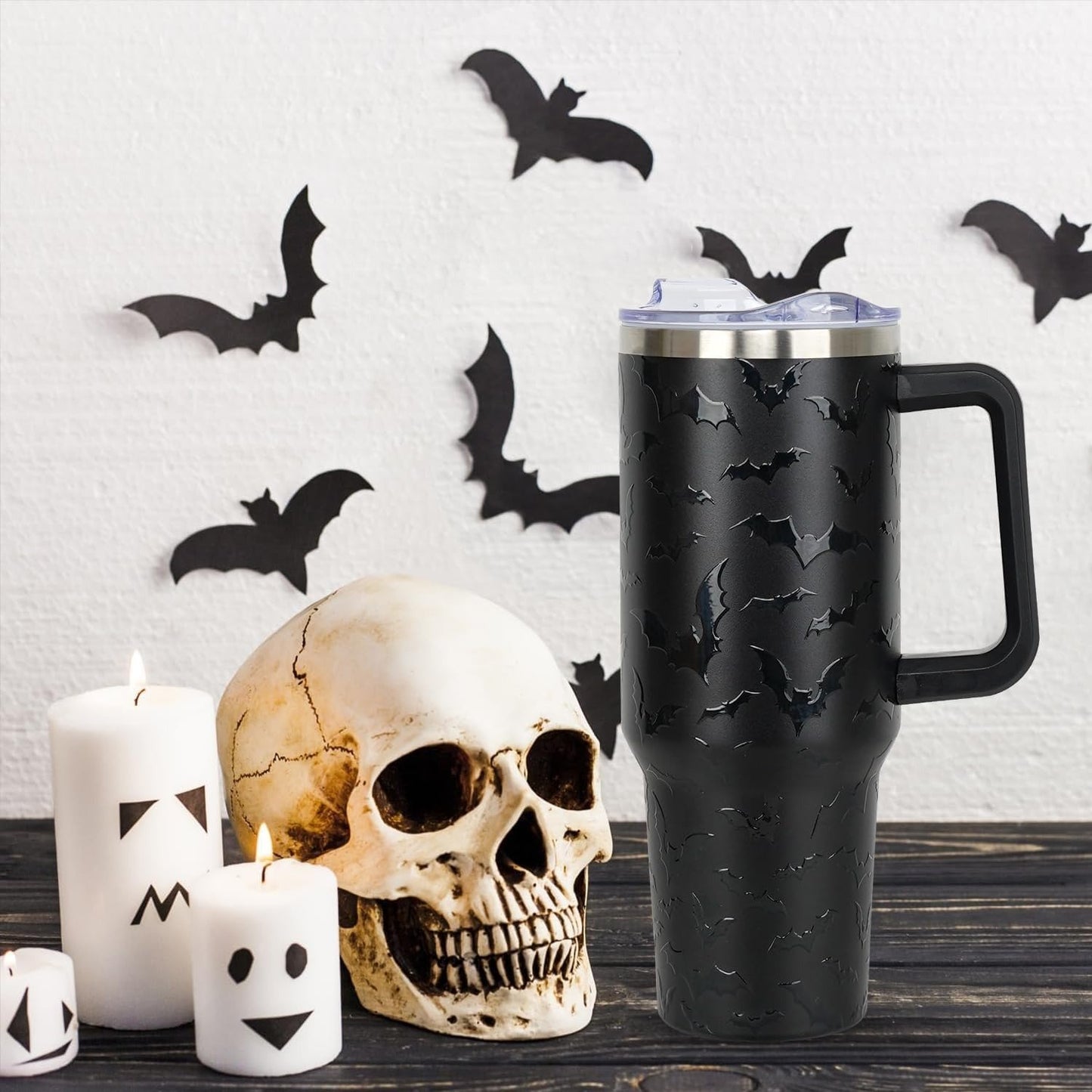 🎃 40oz Bat Halloween Tumbler with Lid & Straw 👻