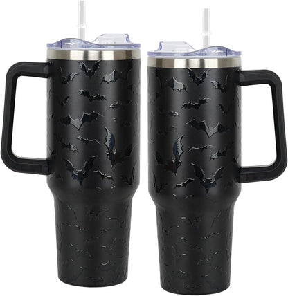 🎃 40oz Bat Halloween Tumbler with Lid & Straw 👻