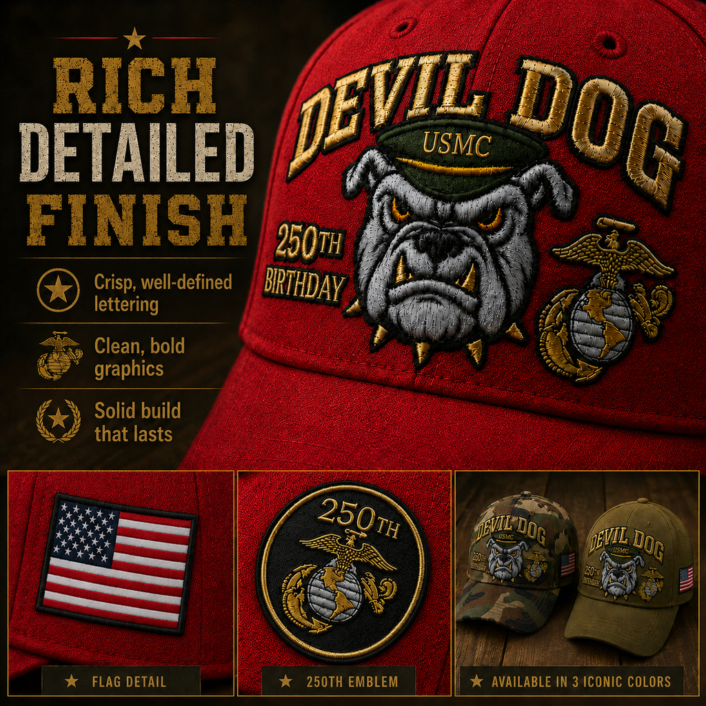 Handmade Devil Dog USMC 250th Birthday Commemorative Cap 🇺🇸